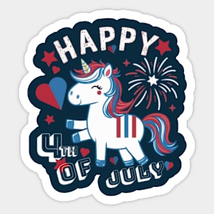 Happy 4th of July With Funny Unicorn Sticker